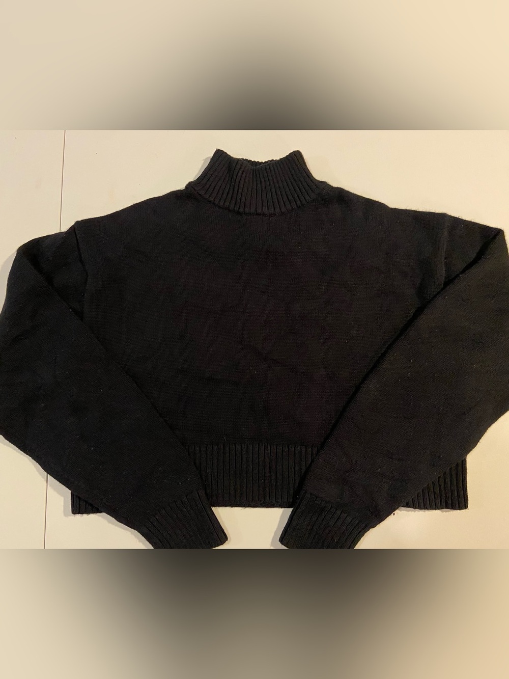 Aritzia Sunday Best Black Cropped Mock Neck Cotton Cashmere Sweater 2XS
